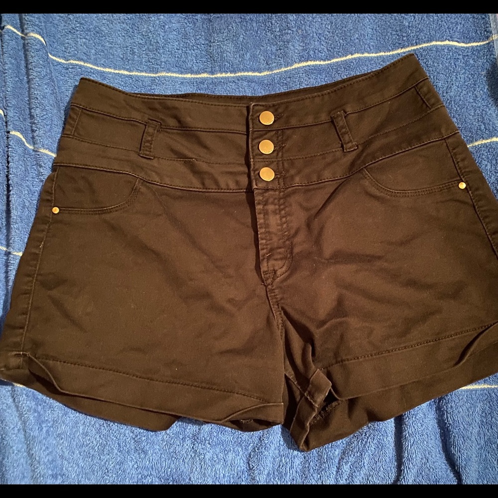 High waisted black shorts